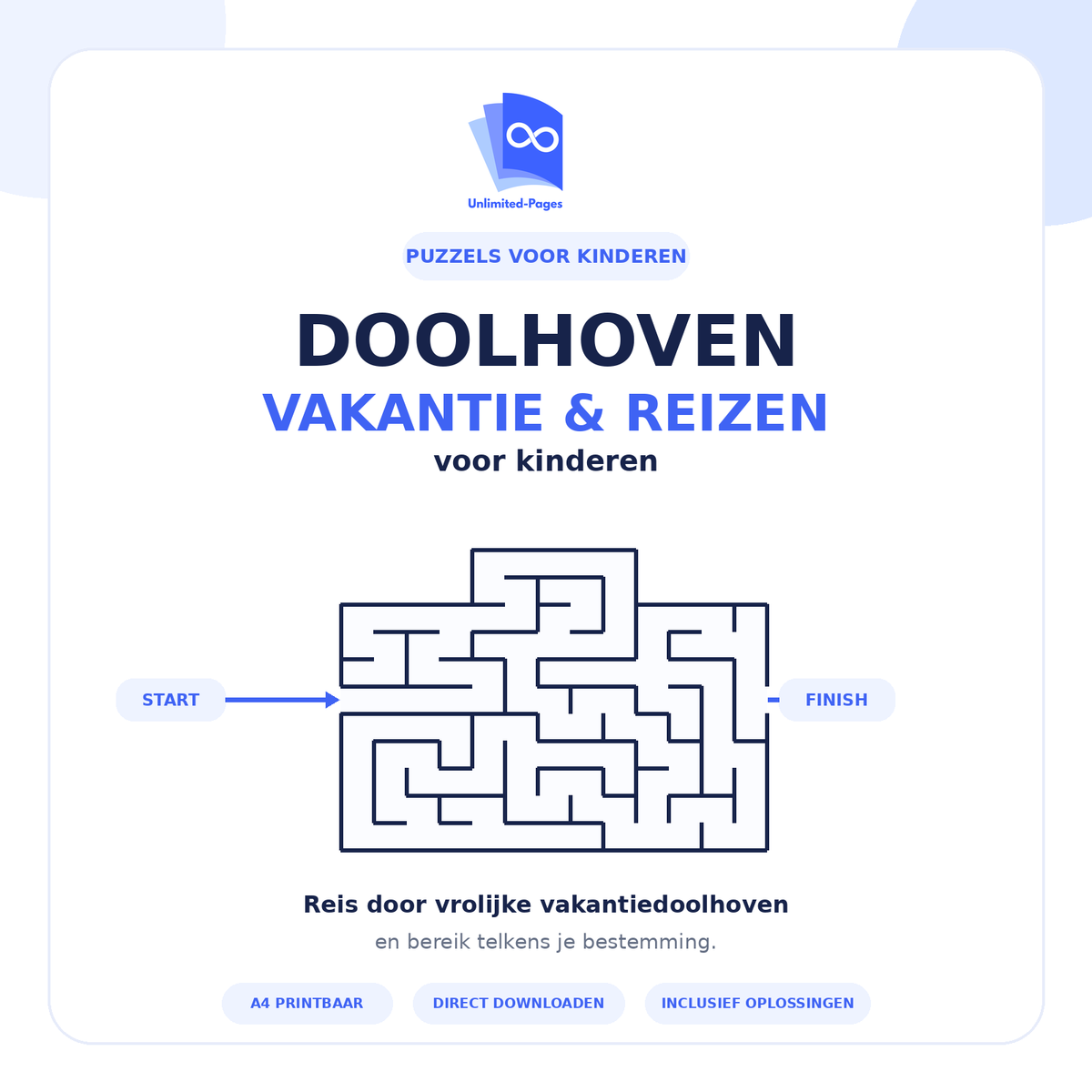 Doolhoven Vakantie & Reizen voor kinderen - digitaal puzzelboek van Unlimited Pages